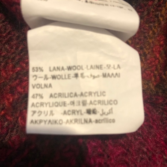 Benetton Y2k Chunky Ribbed Red Burgundy Wool Sweater button up cardigan size M - Picture 8 of 12